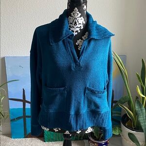 Free People Blue Women's Sweater with Pockets
